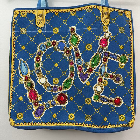 Brighton Glittering Love Tote Bag Hearts Butterfly Jeweled Print Canvas NEW tag - Picture 7 of 13